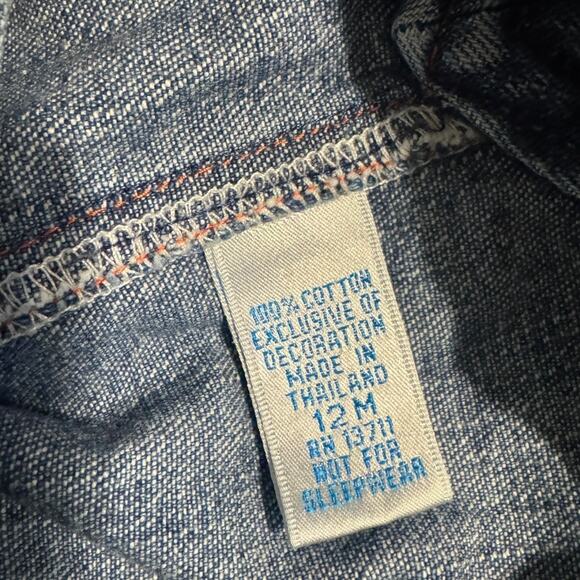 Vintage Baby Denim Overalls 12M Golfing Dino Pals Embroidered Dinosaurs - Picture 8 of 9